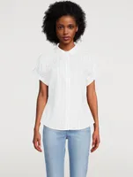 Rolled-Sleeve Shirt Stripe Print