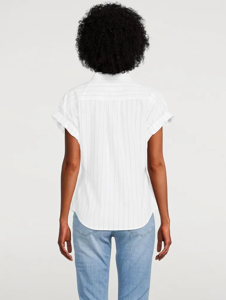 Rolled-Sleeve Shirt Stripe Print