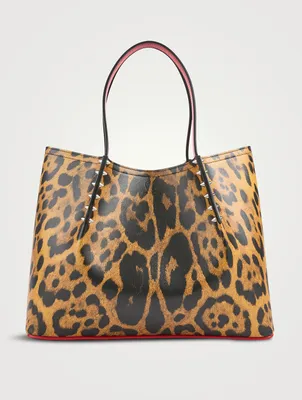 Small Cabarock Leather Tote Bag In Leopard Print