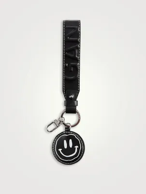 Banner Smiley Leather Keychain