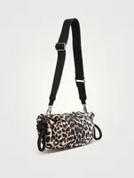 Quilted Recycled Tech Fabric Duffle Bag In Leopard Print