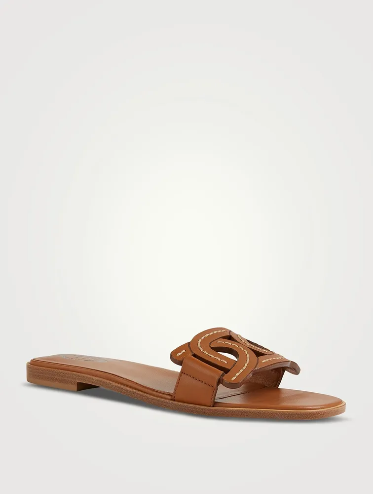 Kate Chain Leather Slide Sandals