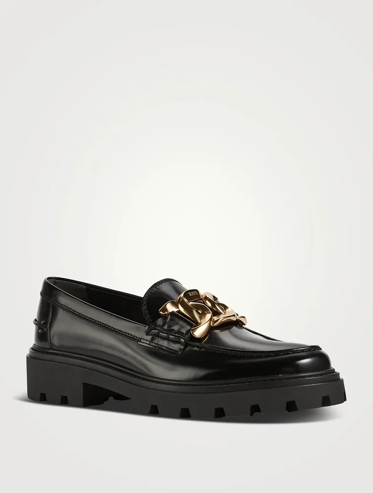 Kate Chain Leather Lug Loafers