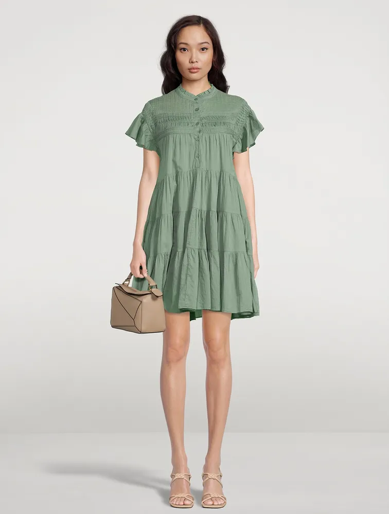 Lanikaye Tiered Cotton Shirt Dress