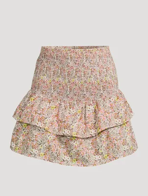 Nili Smocked Mini Skirt In Floral Print