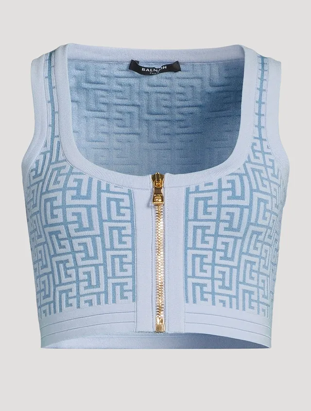 BALMAIN Print Sport Bra in White