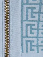 Monogram Jacquard Zip-Front Cropped Sweater