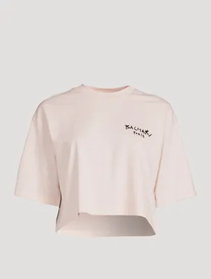 Flocked Logo Cropped T-Shirt