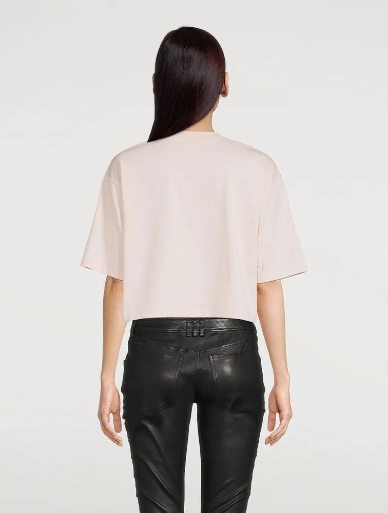 Flocked Logo Cropped T-Shirt