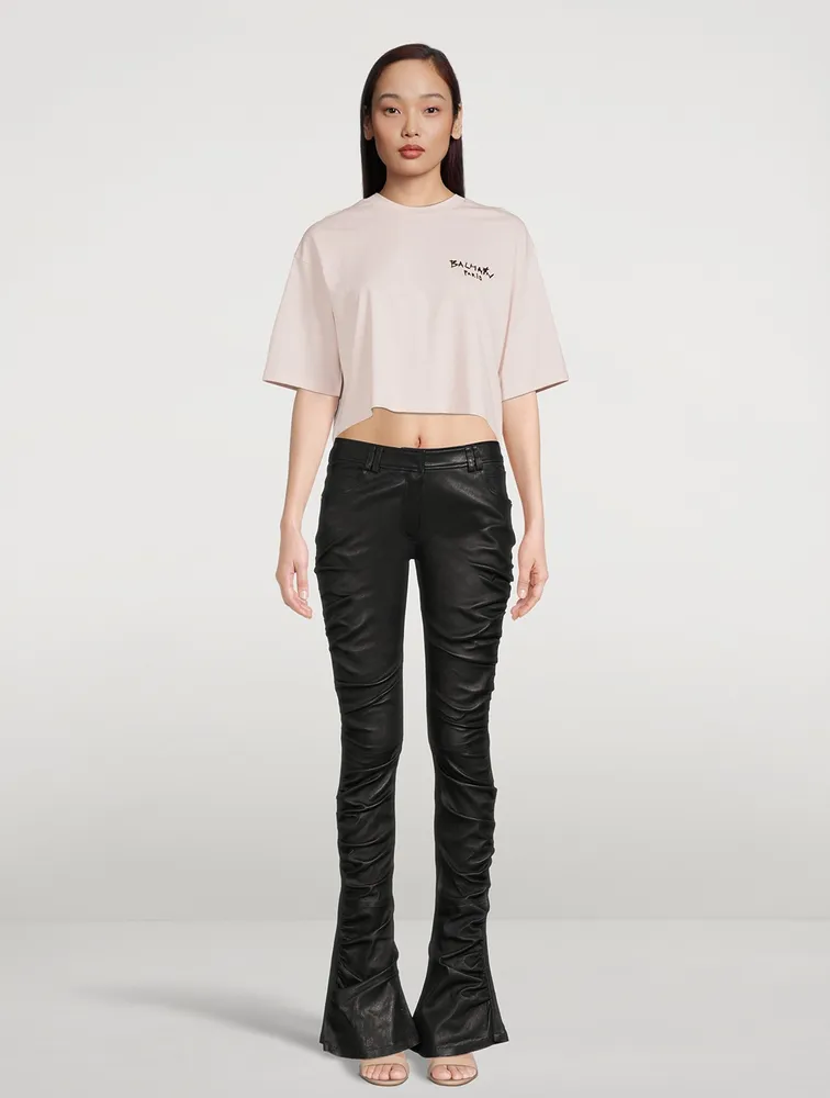 Flocked Logo Cropped T-Shirt