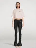 Flocked Logo Cropped T-Shirt