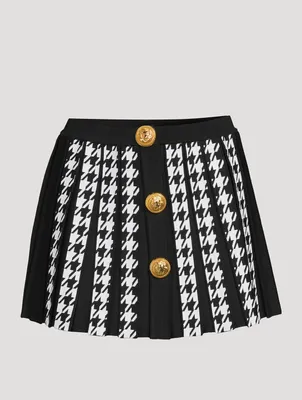 Houndstooth Pleated Mini Skirt