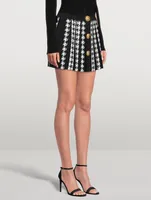 Houndstooth Pleated Mini Skirt