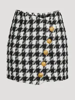 Houndstooth Tweed Mini Skirt