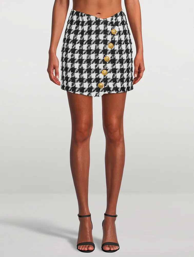 Houndstooth Tweed Mini Skirt