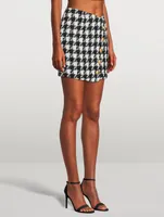 Houndstooth Tweed Mini Skirt