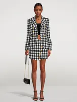 Houndstooth Tweed Mini Skirt