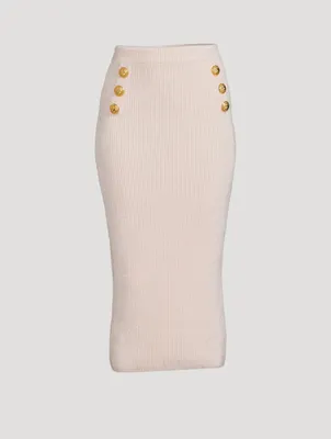High-Rise Ribbed Pencil Skirt