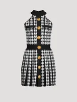 Houndstooth Pleated Mini Dress