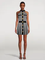 Houndstooth Pleated Mini Dress