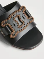 Kate Chain Leather Heeled Mule Sandals