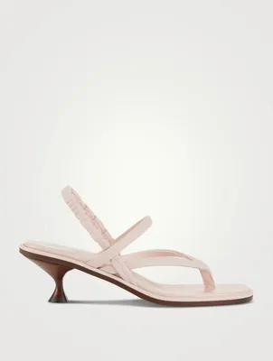 Leather Heeled Slingback Thong Sandals