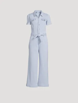 Anessa Puff-Sleeve Belted Jumpsuit
