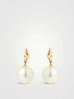 18K Gold South Sea Pearl And Diamond Earrings