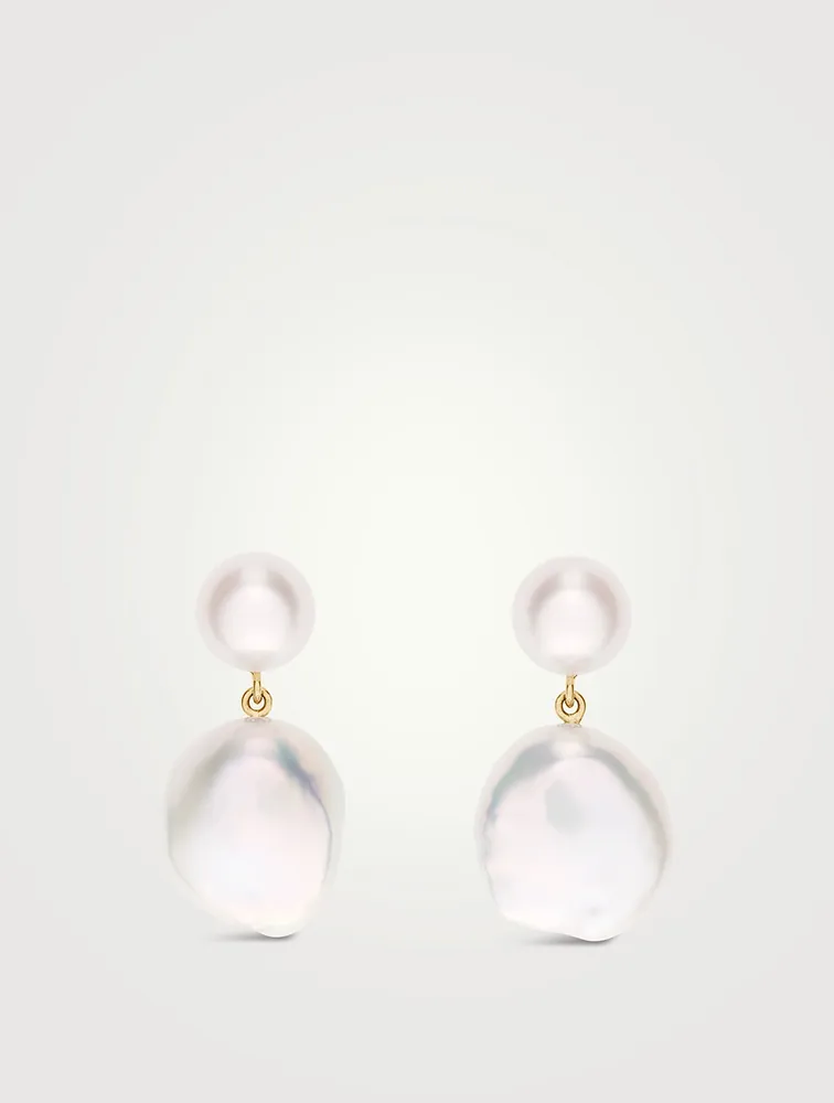 Venus Blanc 14K Gold Pearl Drop Earrings