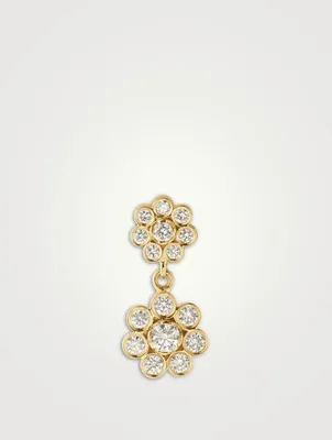 Bellis Deux 18K Gold Diamond Flower Drop Earring