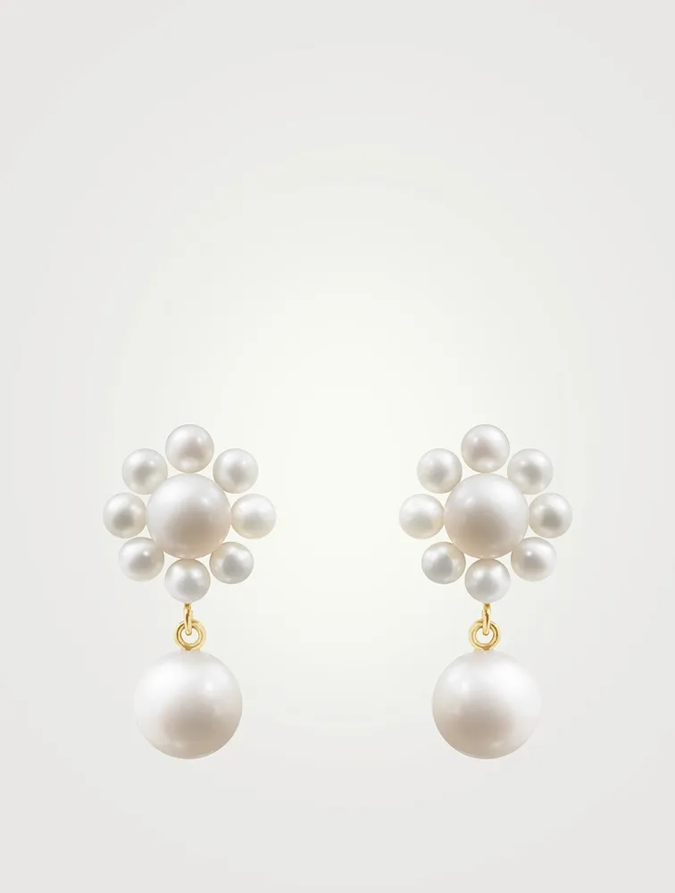 Margherita Perle 14K Pearl Flower Drop Earrings