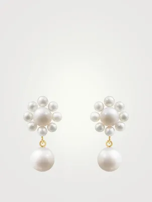 Margherita Perle 14K Pearl Flower Drop Earrings