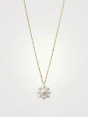 Margherita Simple 14K Gold Necklace With Pearl Flower Pendant
