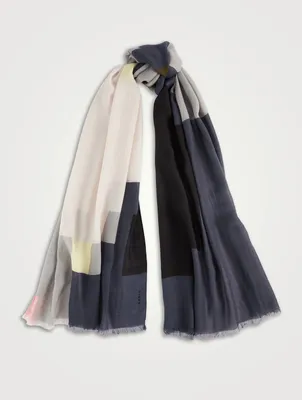 Cashmere And Silk Scarf In Colourblock Print