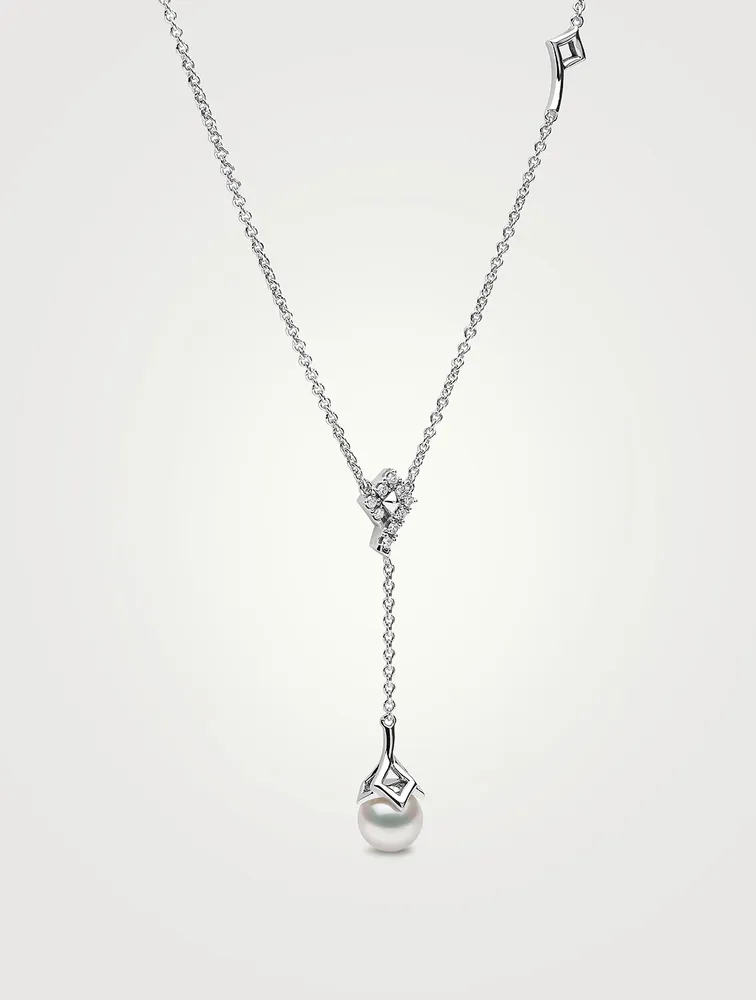 Trend 18K Gold Freshwater Pearl Pendant Necklace With Diamonds