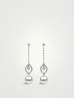 Trend 18K Gold Freshwater Pearl Drop Earrings With Diamonds