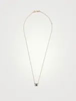 14K Gold Rectangular Cocktail Necklace With White Topaz