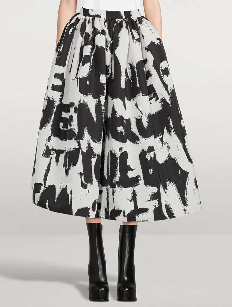 Polyfaille Midi Skirt Grafitti Print