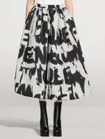Polyfaille Midi Skirt Grafitti Print