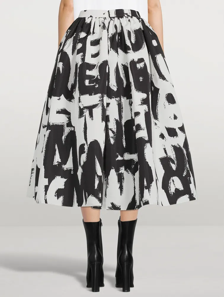 Polyfaille Midi Skirt Grafitti Print