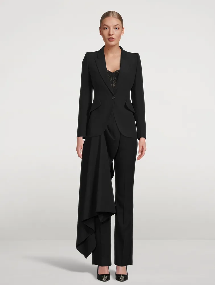 Barathea Draped Wool Trousers