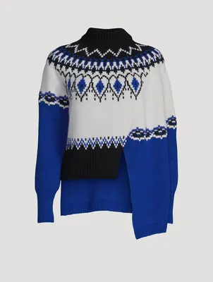Draped Wool Fair Isle Sweater