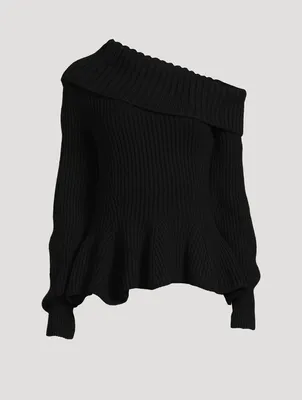 One-Shoulder Peplum Sweater