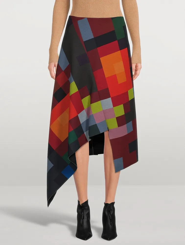 Neoprene Skirt Abstract Print