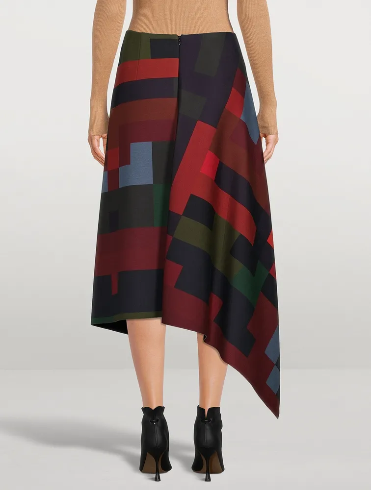 Neoprene Skirt Abstract Print