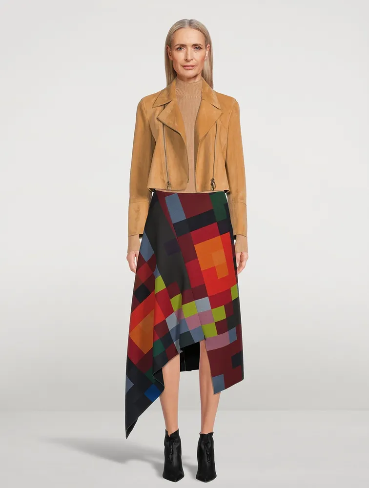 Neoprene Skirt Abstract Print