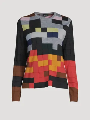 Abstract Intarsia Wool And Silk Sweater