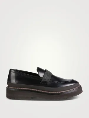 Leather Loafers With Monili Band