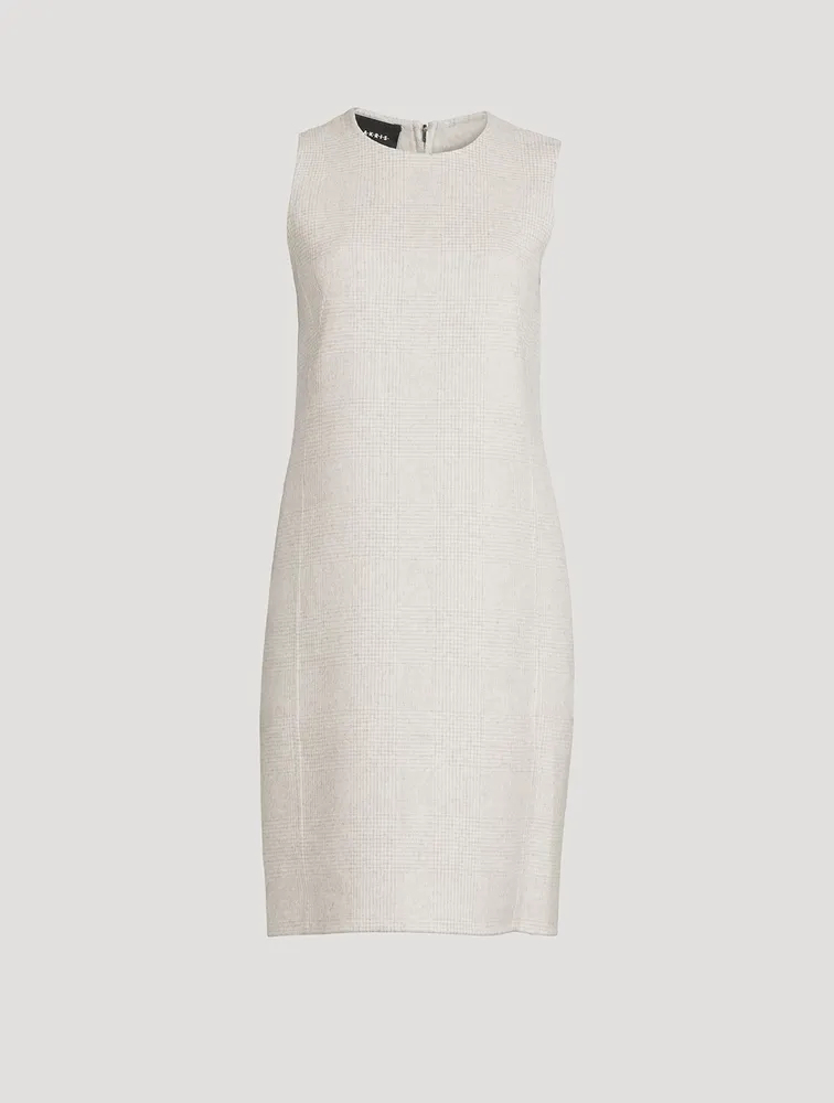 Reversible Cashmere Sleeveless Sheath Dress Check