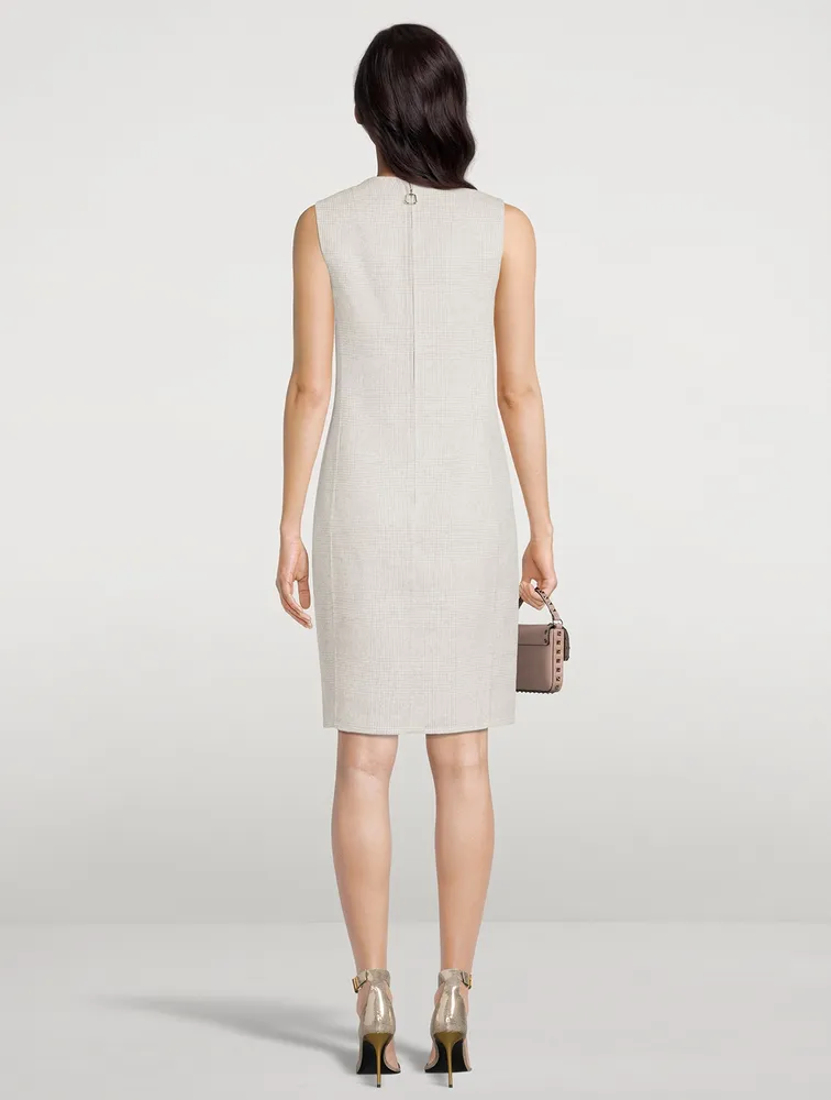 Reversible Cashmere Sleeveless Sheath Dress Check